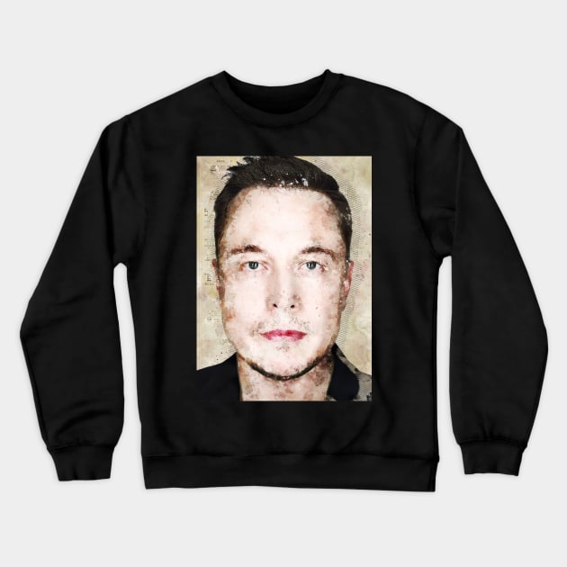 Elon Musk Watercolor Crewneck Sweatshirt by Durro